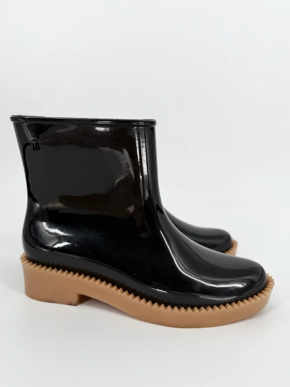 Melissa Rain Drop Boots Black Coturno Platform Ankle Lug Sole Waterproof
